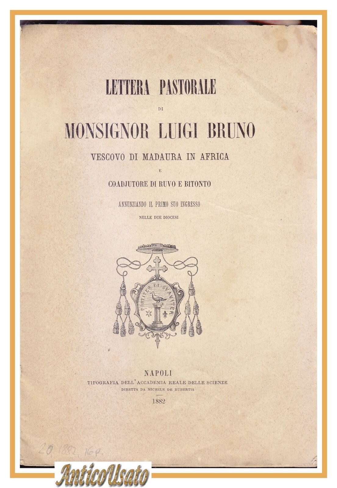 LETTERA PASTORALE di Monsignor Luigi Bruno 1882 Vescovo Ruvo Bitonto …