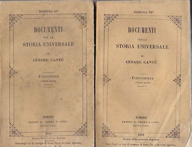 LETTERATURA di Cesare Cantù 4 tomi in 2 volumi Torino …