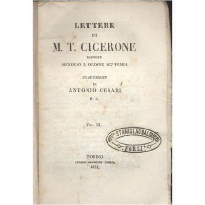 LETTERE DI CICERONE 4 volumi 1832 Pomba biblioteca Popolare libro …