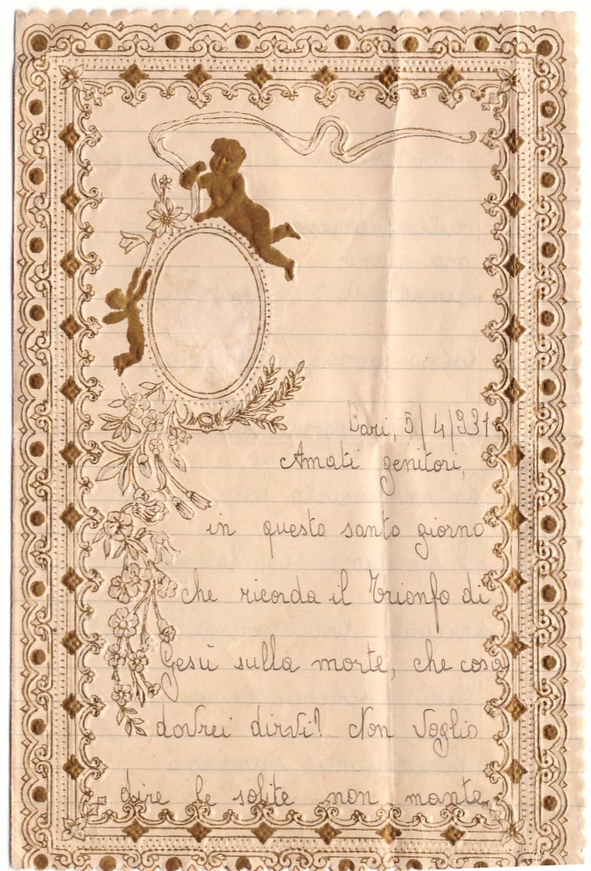 LETTERINA DI PASQUA 1931 lettera bambino no natale illustrata rilievo