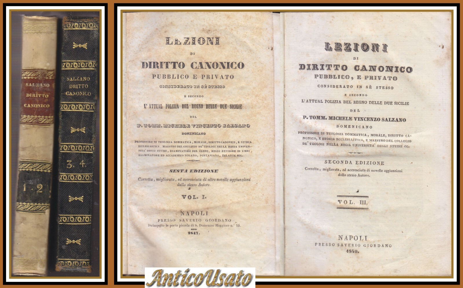 LEZIONI DI DIRITTO CANONICO PUBBLICO E PRIVATO Salzano 4 tomi …