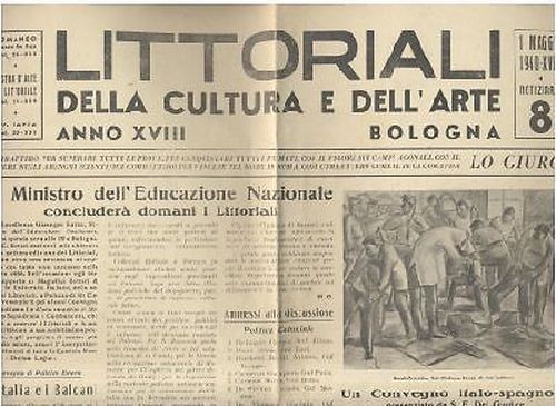 LITTORIALI DELLA CULTURA E DELL’ARTE Bologna 1940 giornale fascismo vintage