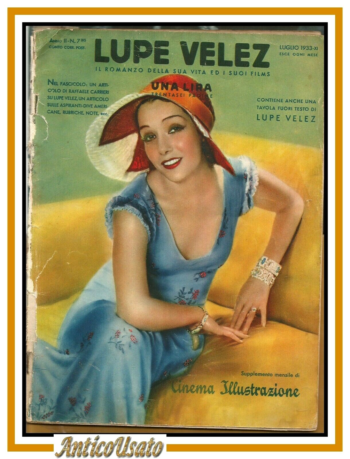 LUPE VELEZ supplemento CINEMA ILLUSTRAZIONE 1933 biografia giornale vintage