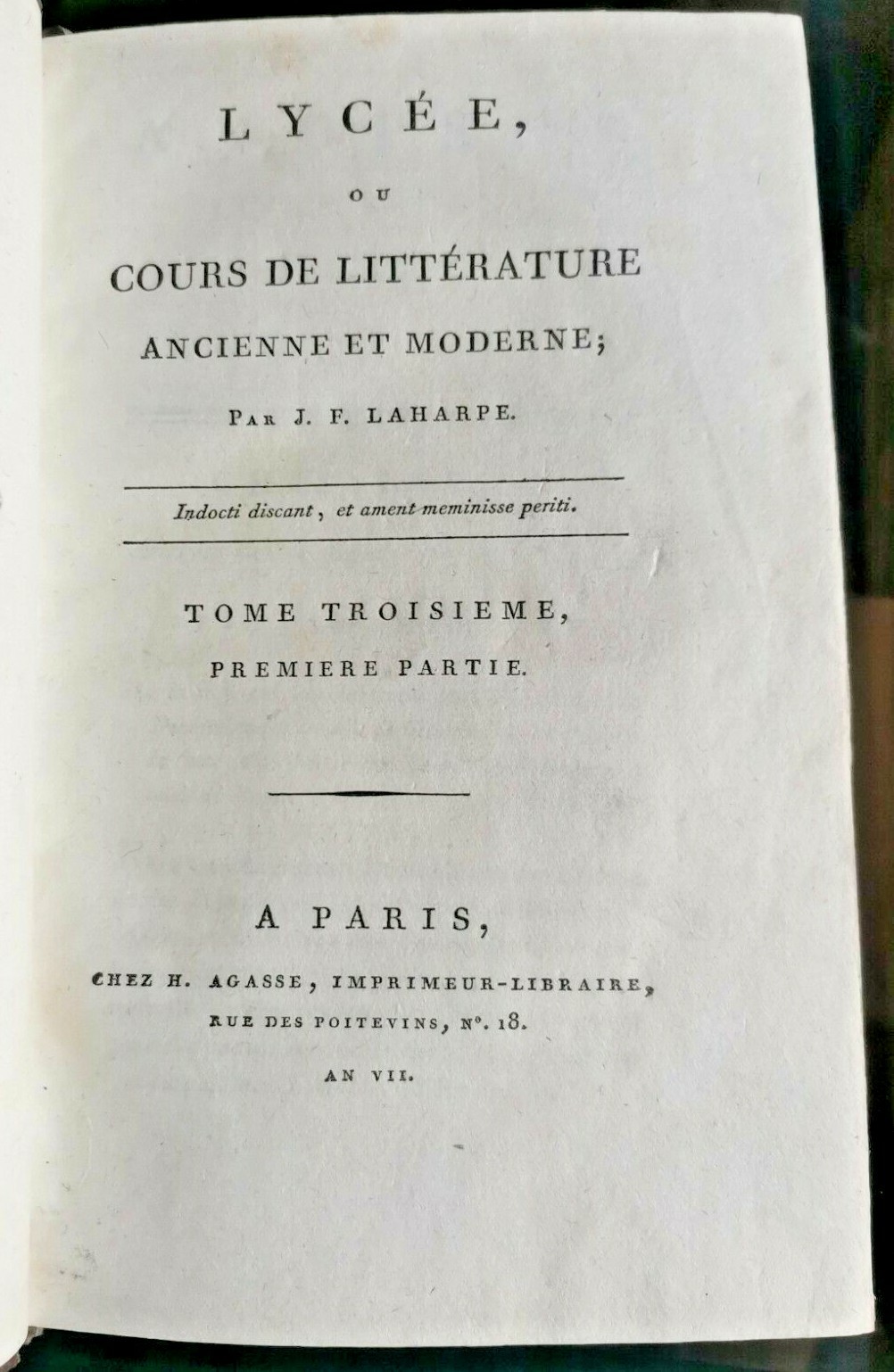 LYCEE OU COURS DE LITTERATURE ANCIENNE ET MODERNE tomo 3 …