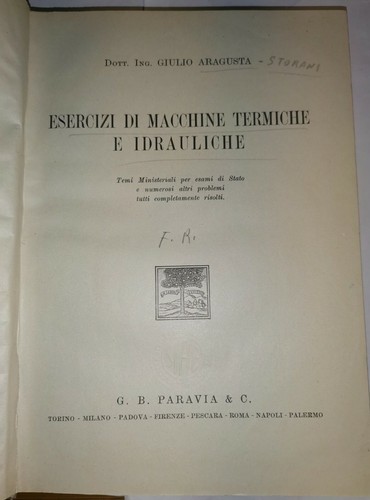 MACCHINE TERMICHE IDRAULICHE - ESERCIZI e ESEMPI APPLICAZIONI Aragusta Storani