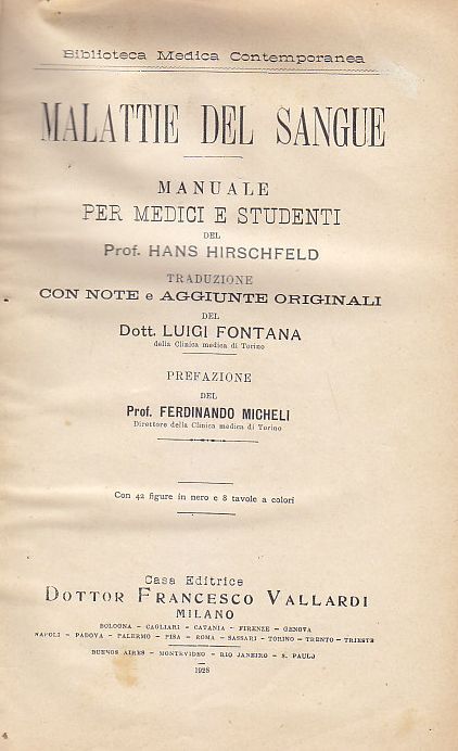 MALATTIE DEL SANGUE MANUALE PER MEDICI E STUDENTI di Hans …