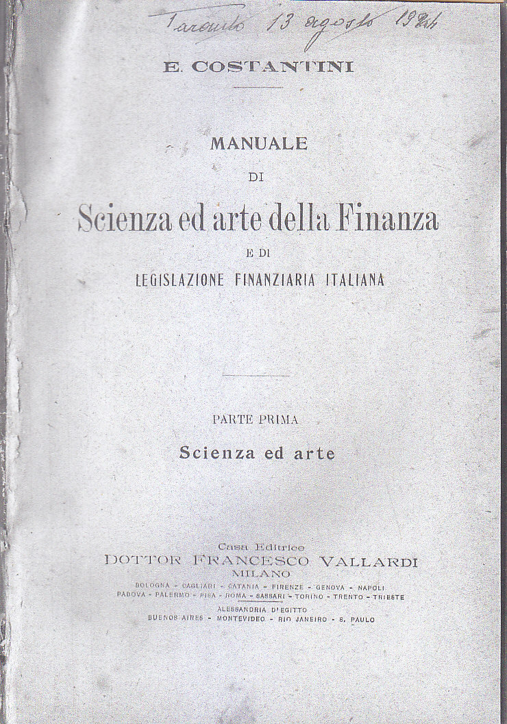 MANUALE DI SCIENZA ED ARTE DELLA FINANZA PARTE I Costantini …