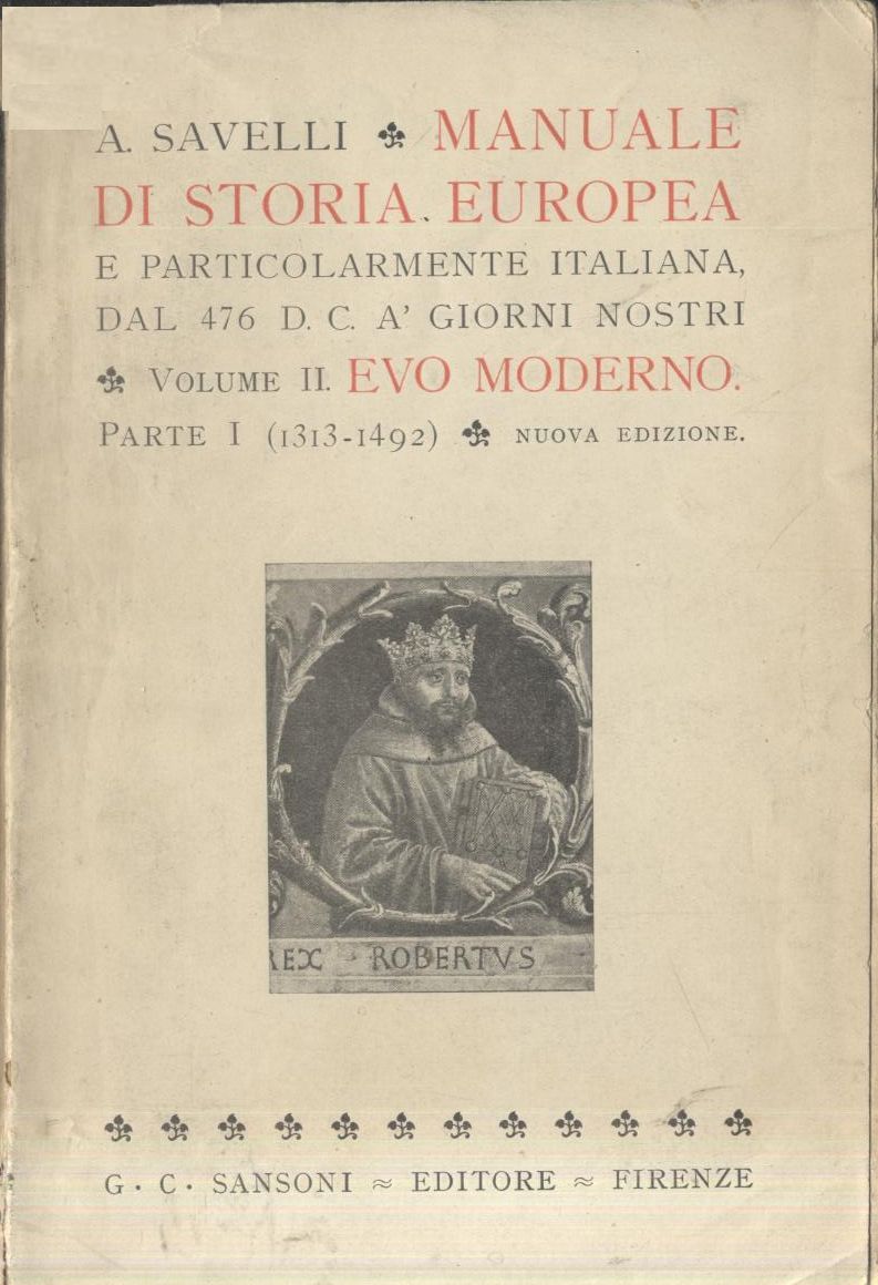 MANUALE DI STORIA EUROPEA E PARTICOLARMENTE ITALIANA DAL 476 Savelli …