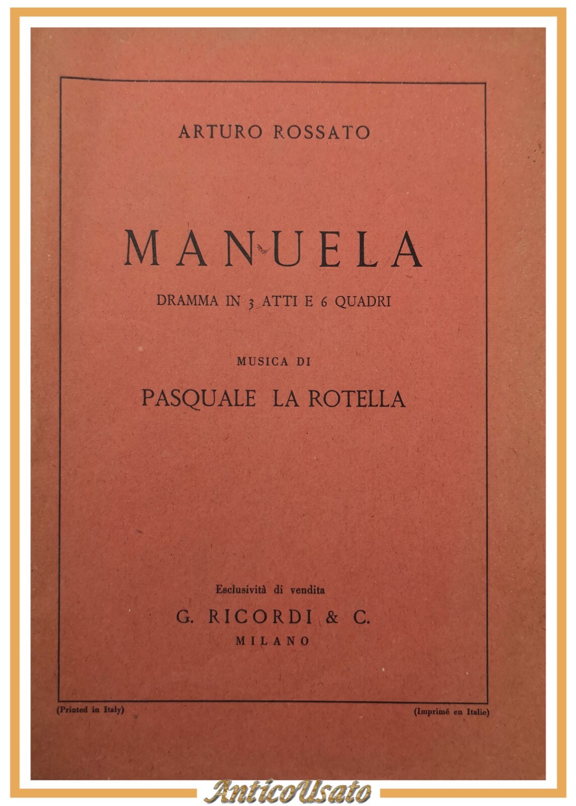 MANUELA dramma di Arturo Rossato e Pasquale La Rotella 1950? …