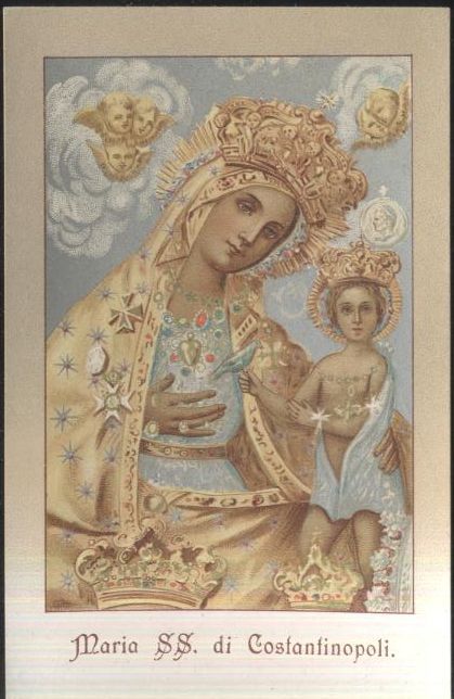 MARIA SANTISSIMA DI COSTANTINOPOLI 1911 BARI Santino Vintage d'epoca Madonna …