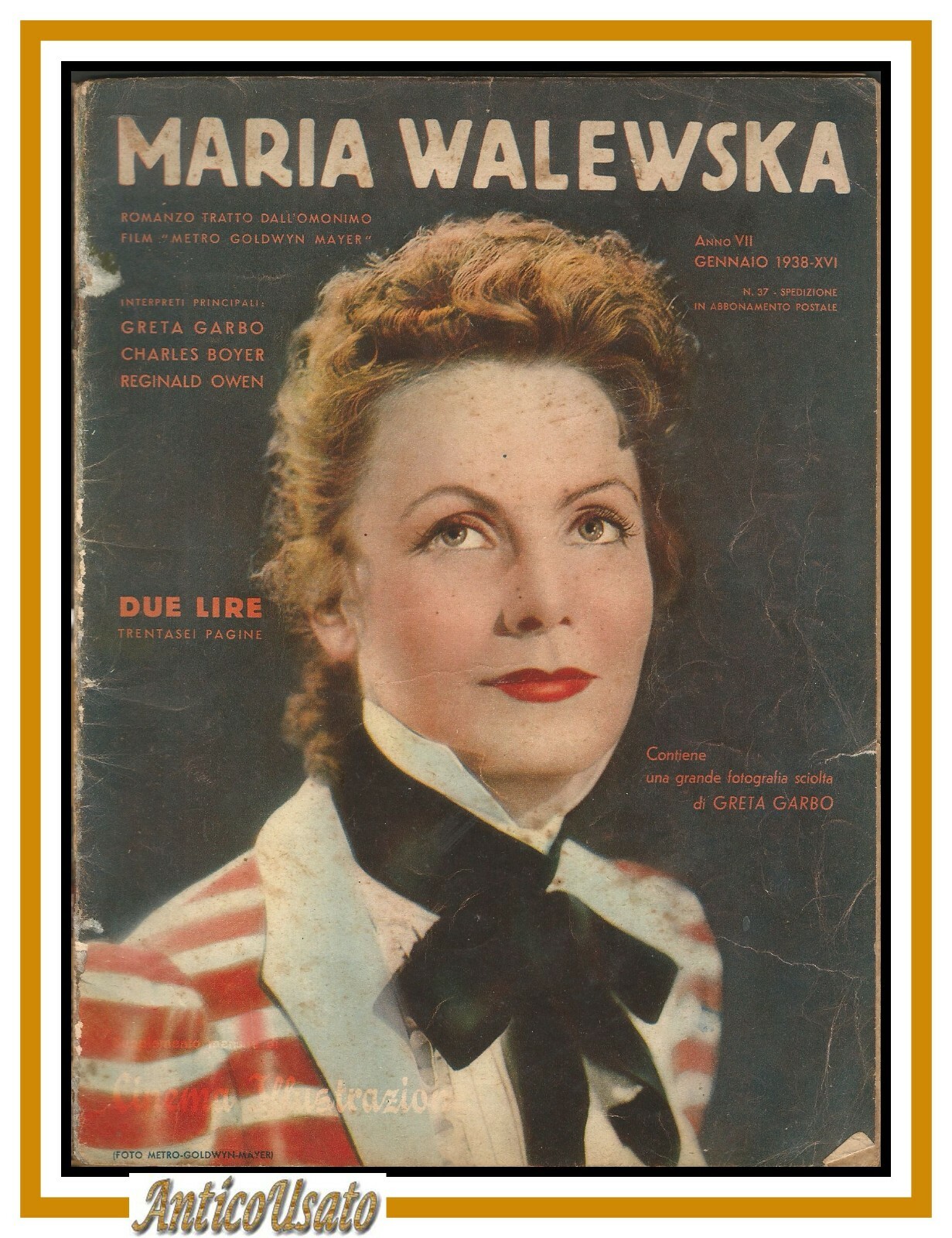MARIA WALEWSKA film supplemento CINEMA ILLUSTRAZIONE 1938 giornale Greta Garbo