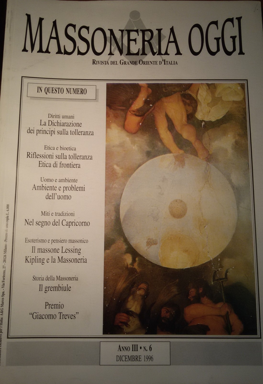 MASSONERIA OGGI Dicembre 1996 Grande Oriente D'Italia anno III numero …
