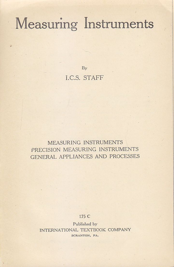 MEASURING INSTRUMETS di Staff 1939International textbook editore libro manuale
