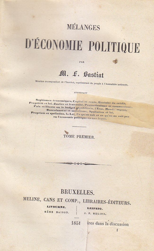 MELANGES D'ECONOMIE POLITIQUE 2 Volumi di M L Bastiat 1851 …