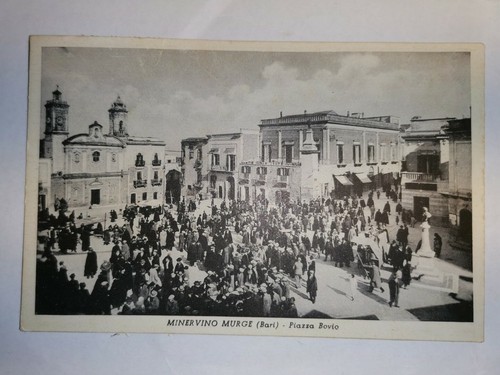 MINERVINO MURGE BARI PIAZZA BOVIO Cartolina Viaggiata 1952 Animata f.to …