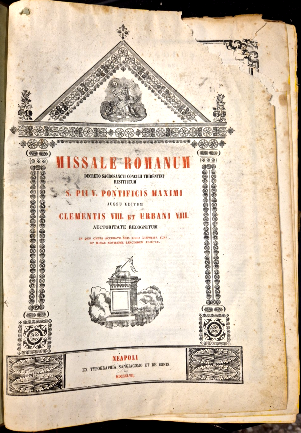 MISSALE ROMANUM decreto sacrosanti concilii tridentini Pii V 1858 Libro …