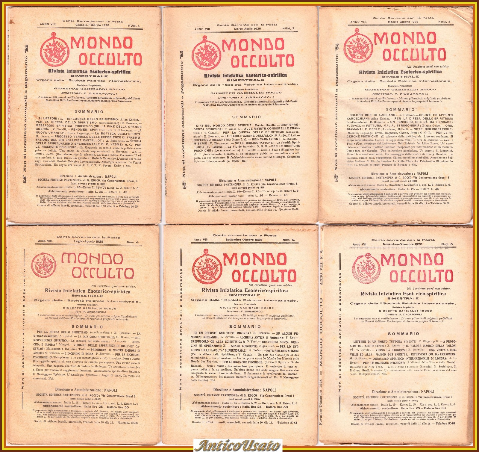 MONDO OCCULTO rivista iniziatica esoterico spiritica 1928 ANNATA COMPLETA vintag