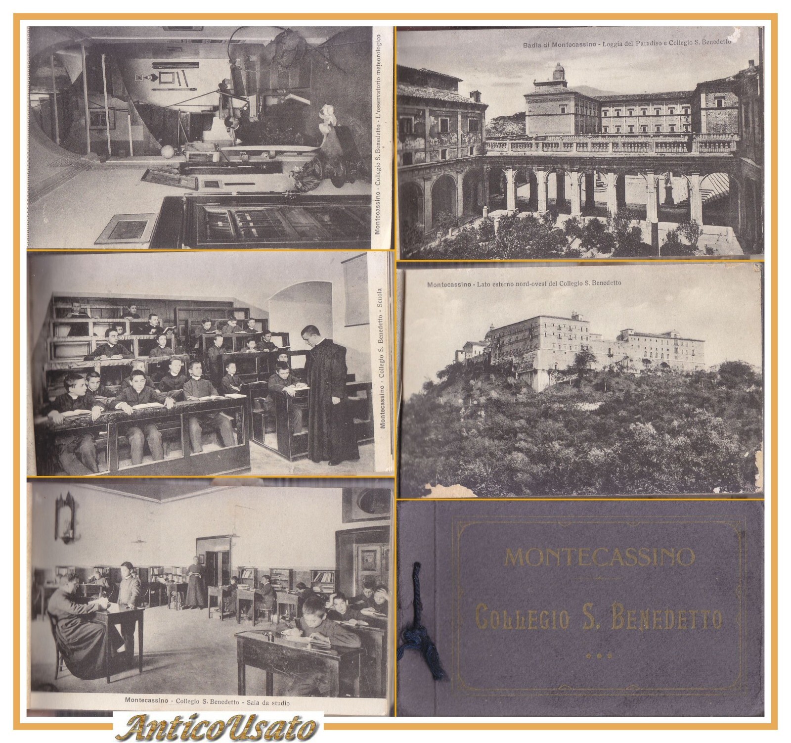MONTECASSINO Scuola Collegio San Benedetto libretto 18 cartoline vintage '900
