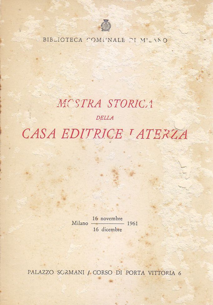 MOSTRA STORICA DELLA CASA EDITRICE LATERZA di Luigi Russo 1961 …