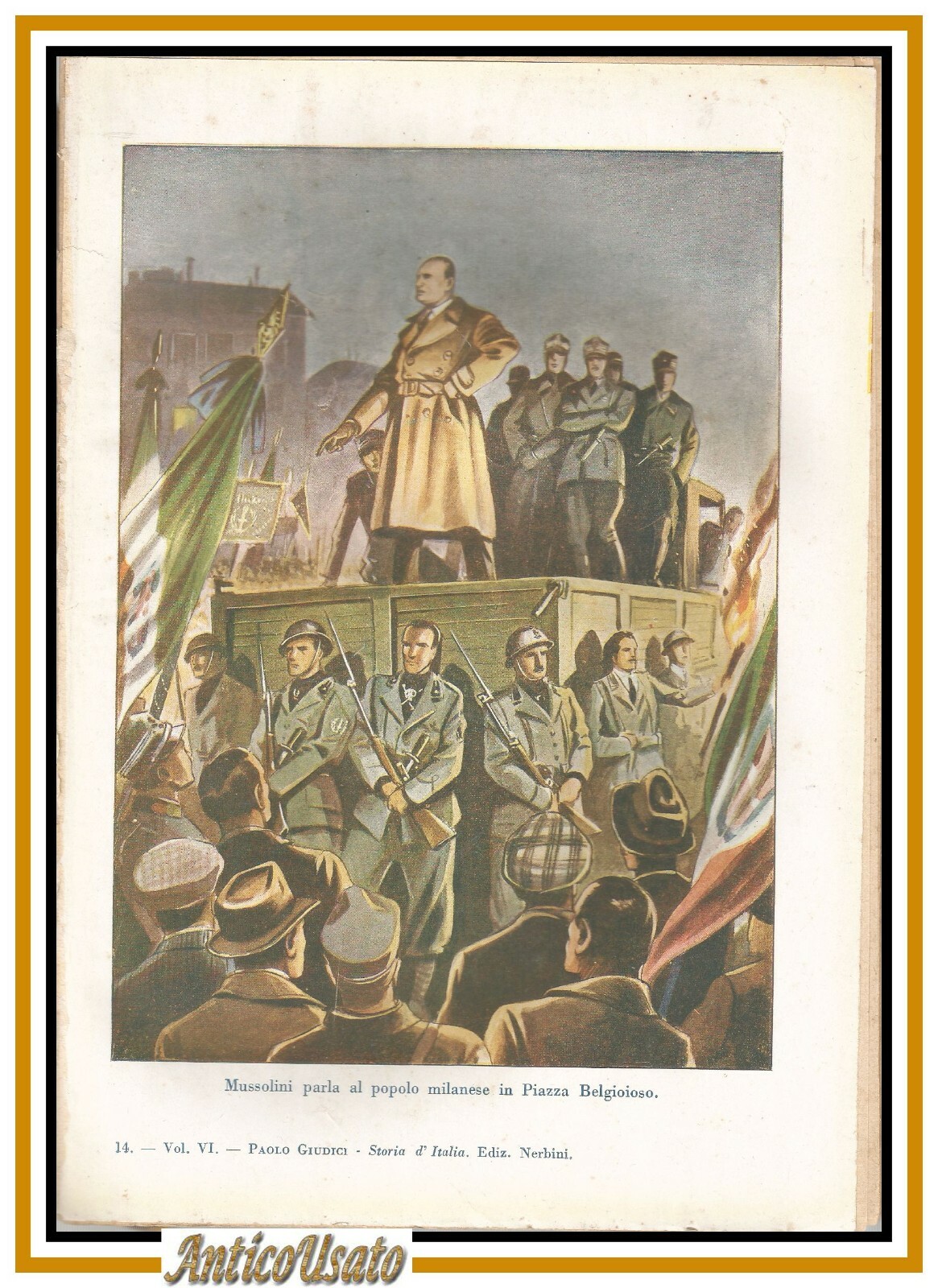 MUSSOLINI PARLA AL POPOLO MILANESE Stampa colori di Tancredi Scarpelli …