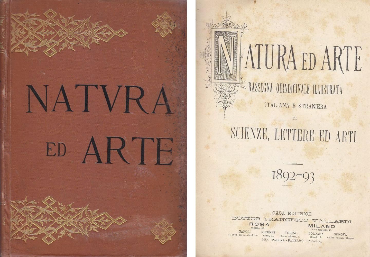 NATURA ED ARTE SCIENZA LETTERE ARTI 1892 1893 Francesco Vallardi …