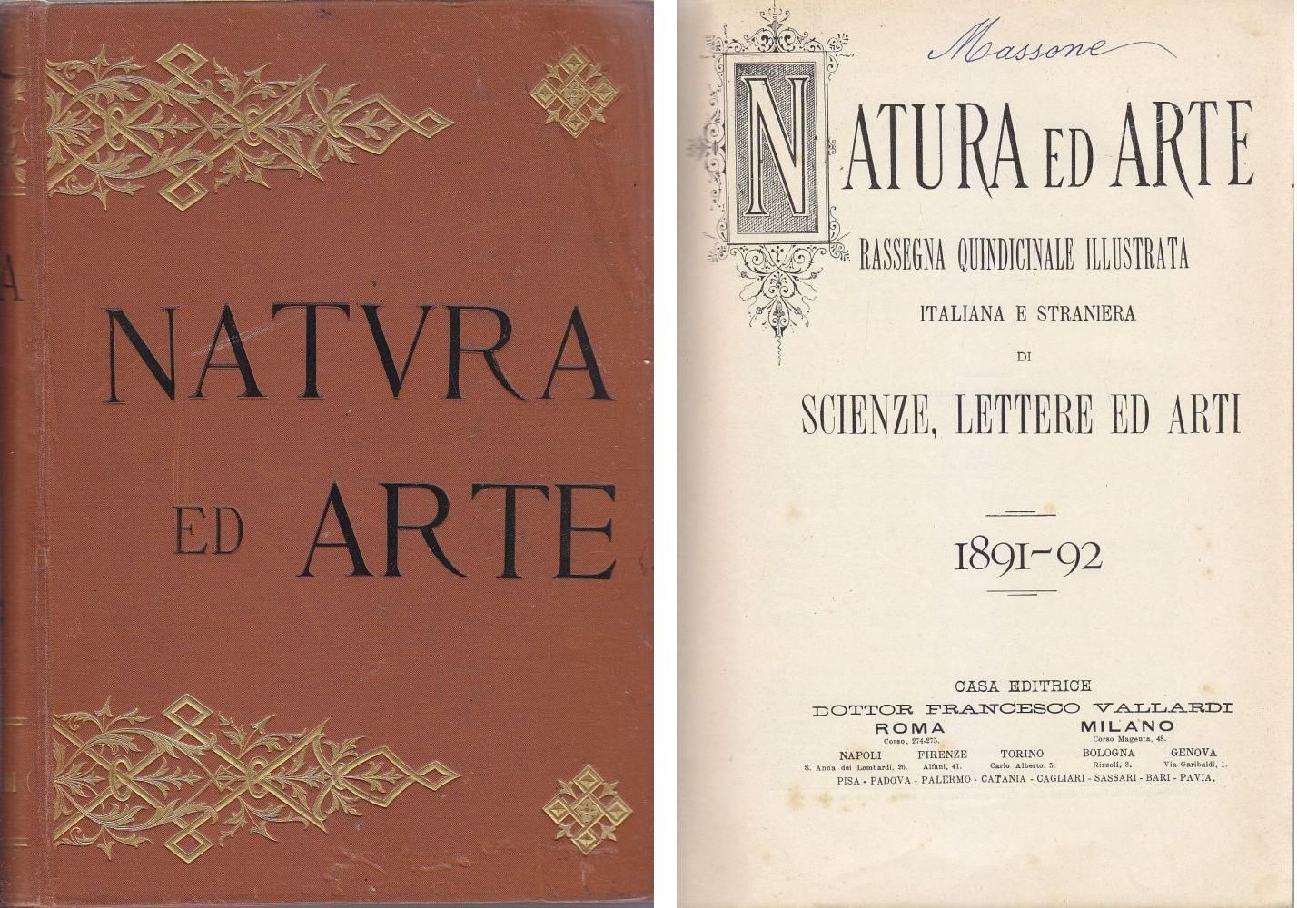Natura Ed Arte Scienza Lettere Ed Arti 1891 1892 Francesco …
