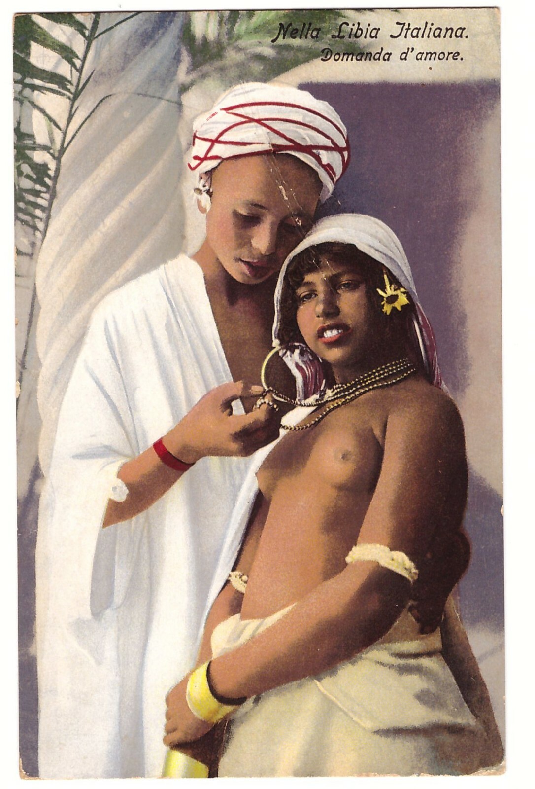 Nella Libia Italiana Domanda d'amore Cartolina Colonialismo Originale Vintage