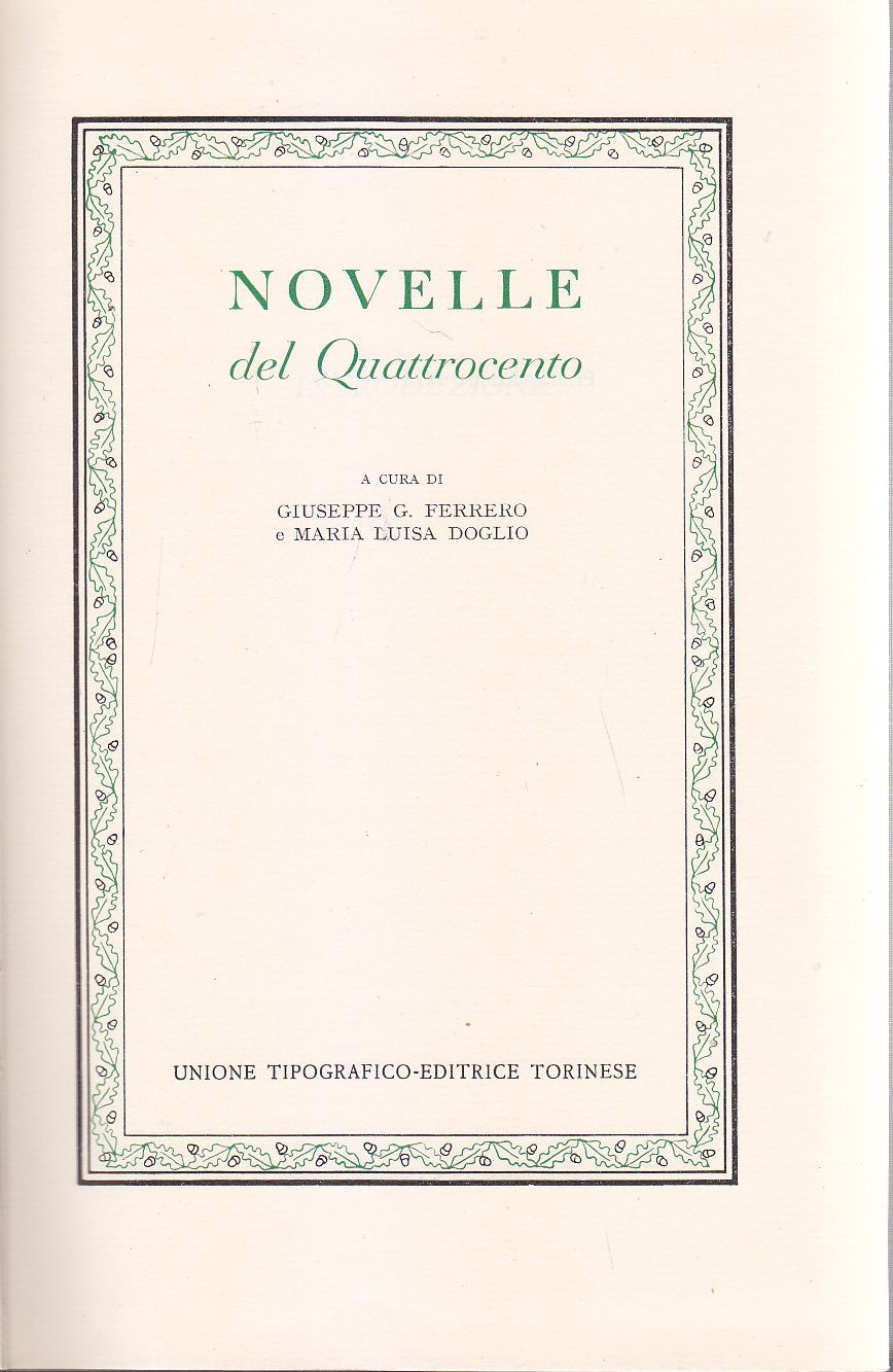 NOVELLE DEL QUATTROCENTO a cura di Giuseppe Ferrero e Maria …