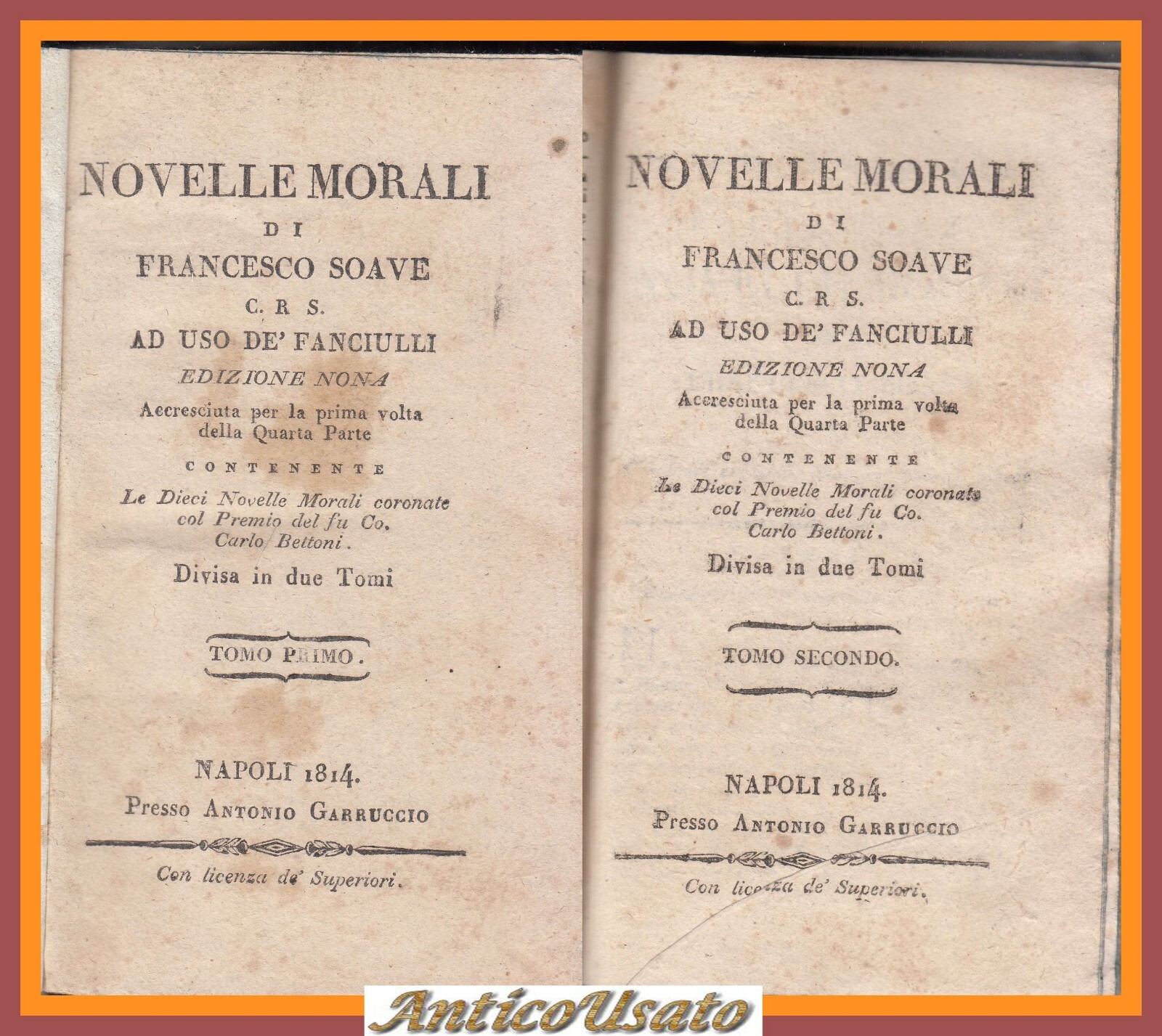 NOVELLE MORALI di Francesco Soave 1814 Antonio Garruccio Libro antico …