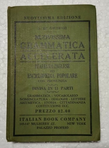 NUOVISSIMA GRAMMATICA ACCELERATA ITALIANA-INGLESE De Gaudenzi 1948 Italian Book
