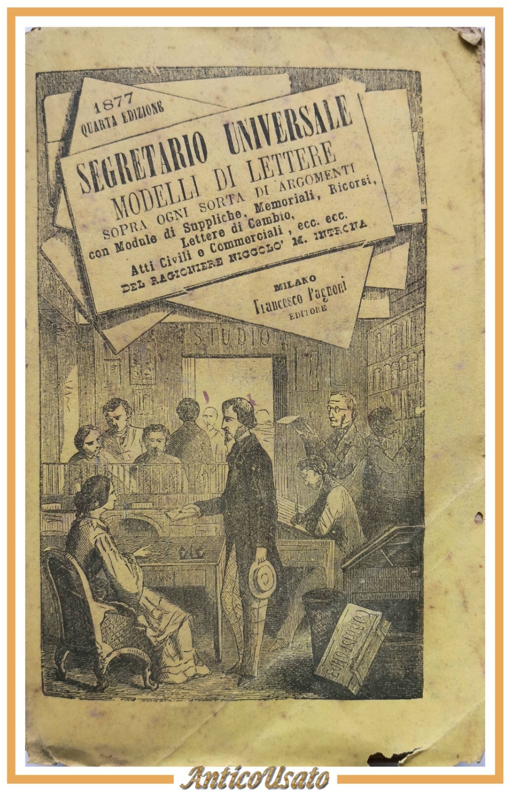 NUOVO SEGRETARIO UNIVERSALE ITALIANO di Niccolò Introna 1877 Pagnoni Libro …