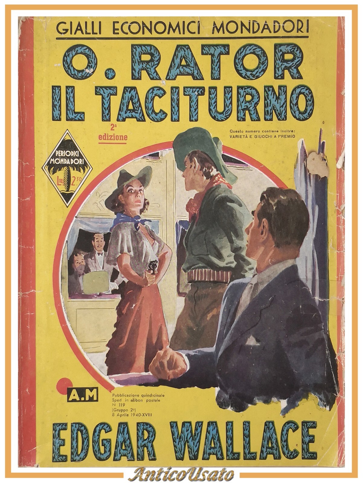 O RATOR IL TACITURNO di Edgar Wallace 1940 Mondadori libro …