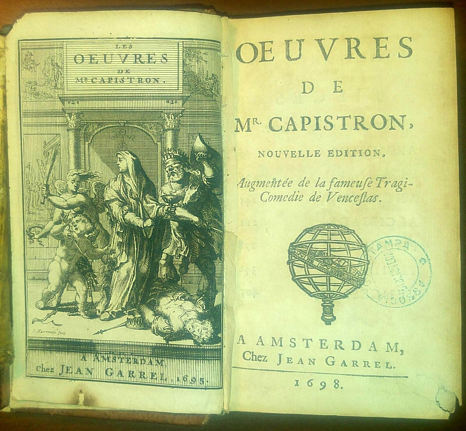 OEUVRES de Mr Capistron nouvelle edition 1698 Amsterdam libro antico …