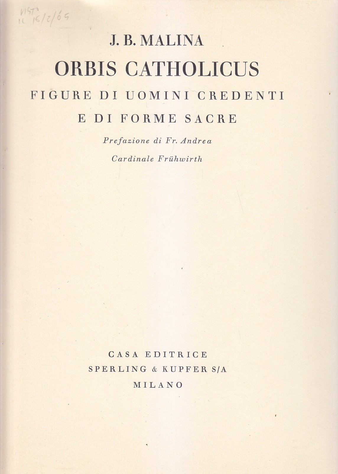 ORBIS CATHOLICUS figure di uomini credenti - Malina 1930 Sperling …