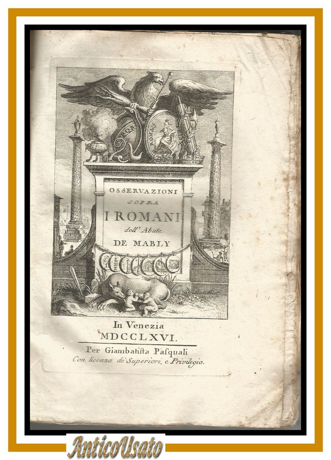 OSSERVAZIONI SOPRA I ROMANI volume I dell'abate De Mably 1766 …