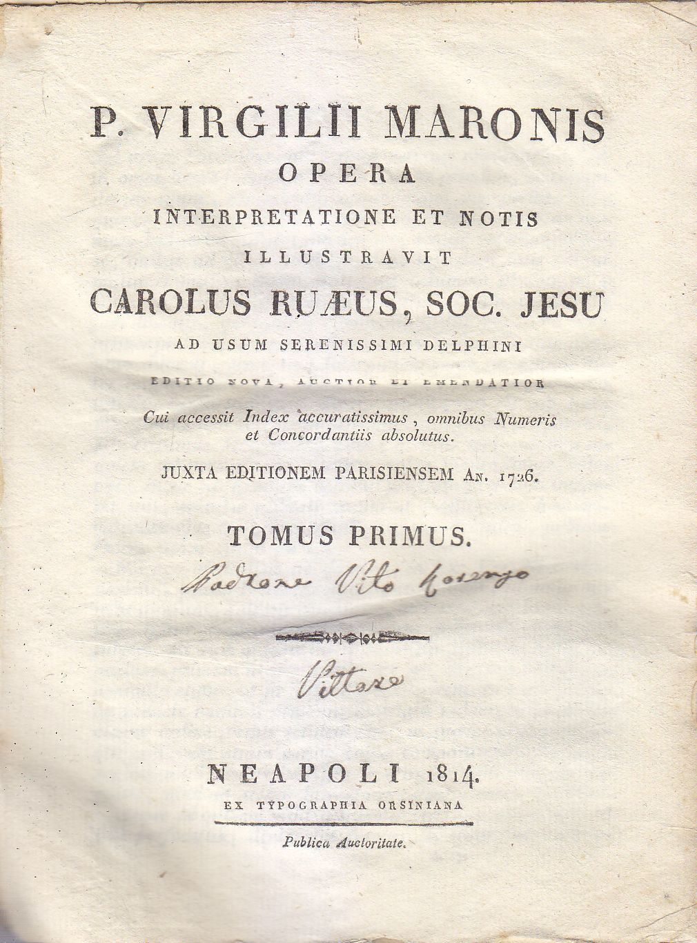 P VIRGILII MARONIS OPERA 2 volumi Carolus Ruaeus 1814 Orsiniana …