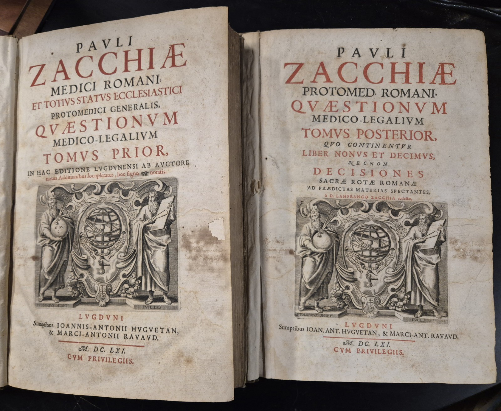 PAULI ZACCHIAE QUAESTIONUM MEDICO LEGALIUM 2 volumi 1661 Huguetan Libro …