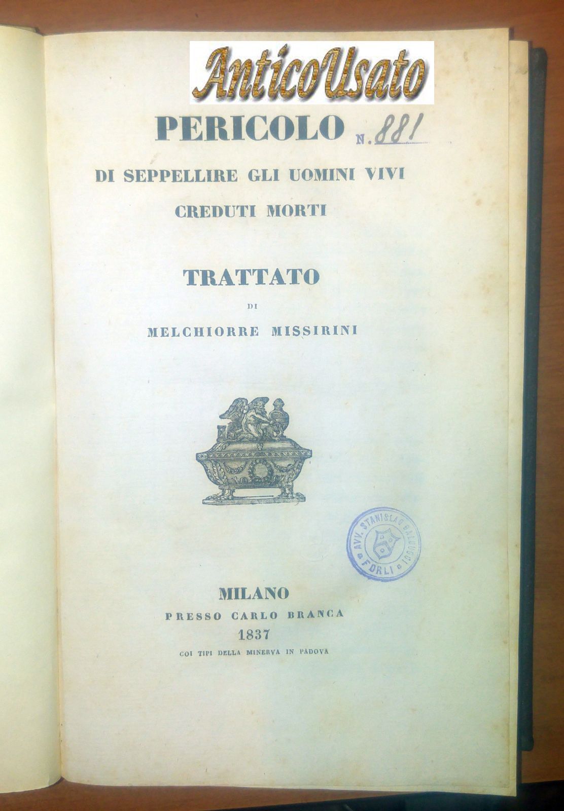Pericolo Di Seppellire Gli Uomini Vivi Creduti Morti 1837 Missirini …