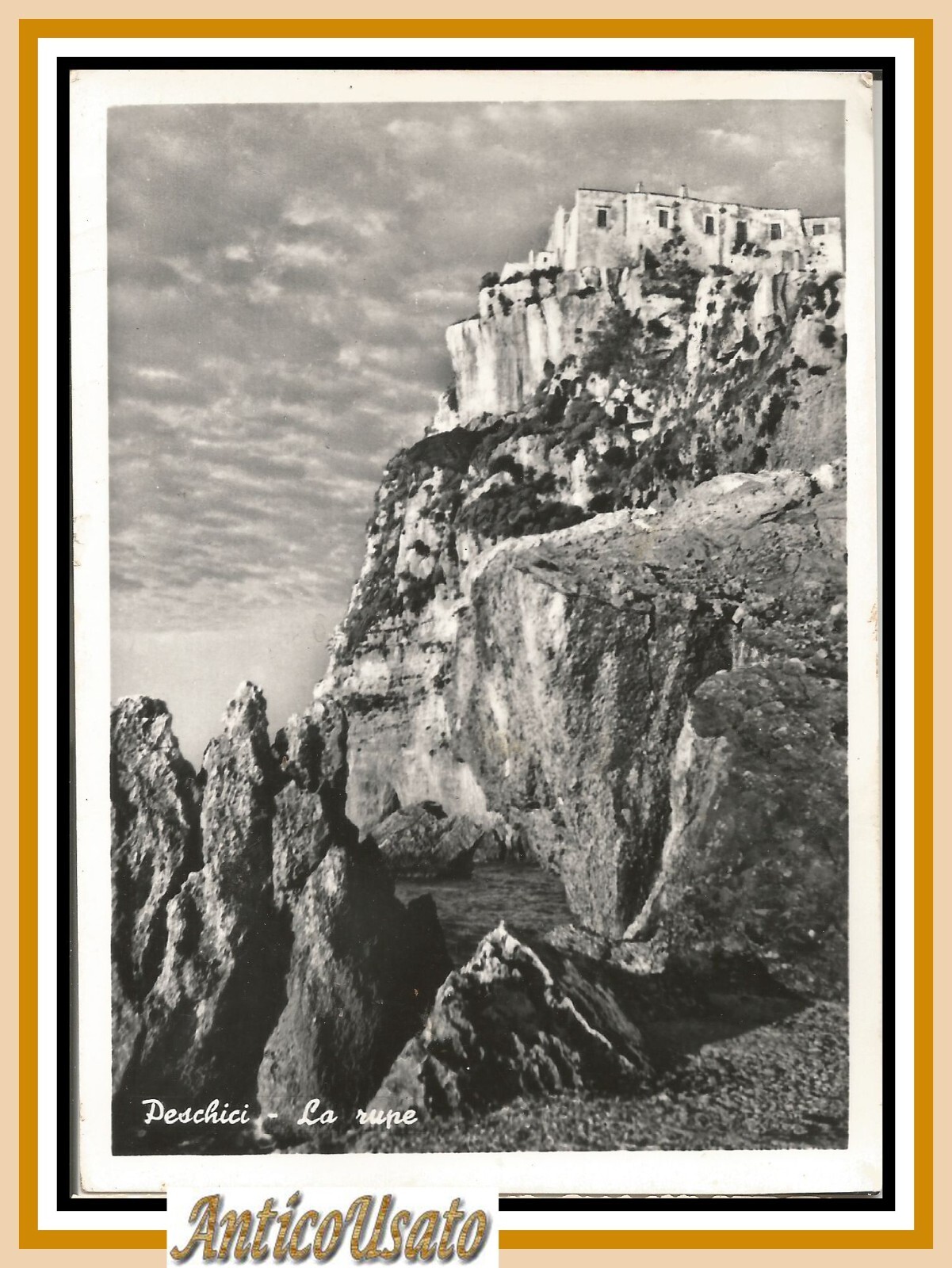PESCHICI LA RUPE CARTOLINA 1959 Viaggiata Foggia Vintage