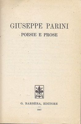 POESIE E PROSE di Guseppe Parini 1967 Barbera Tutte Le …