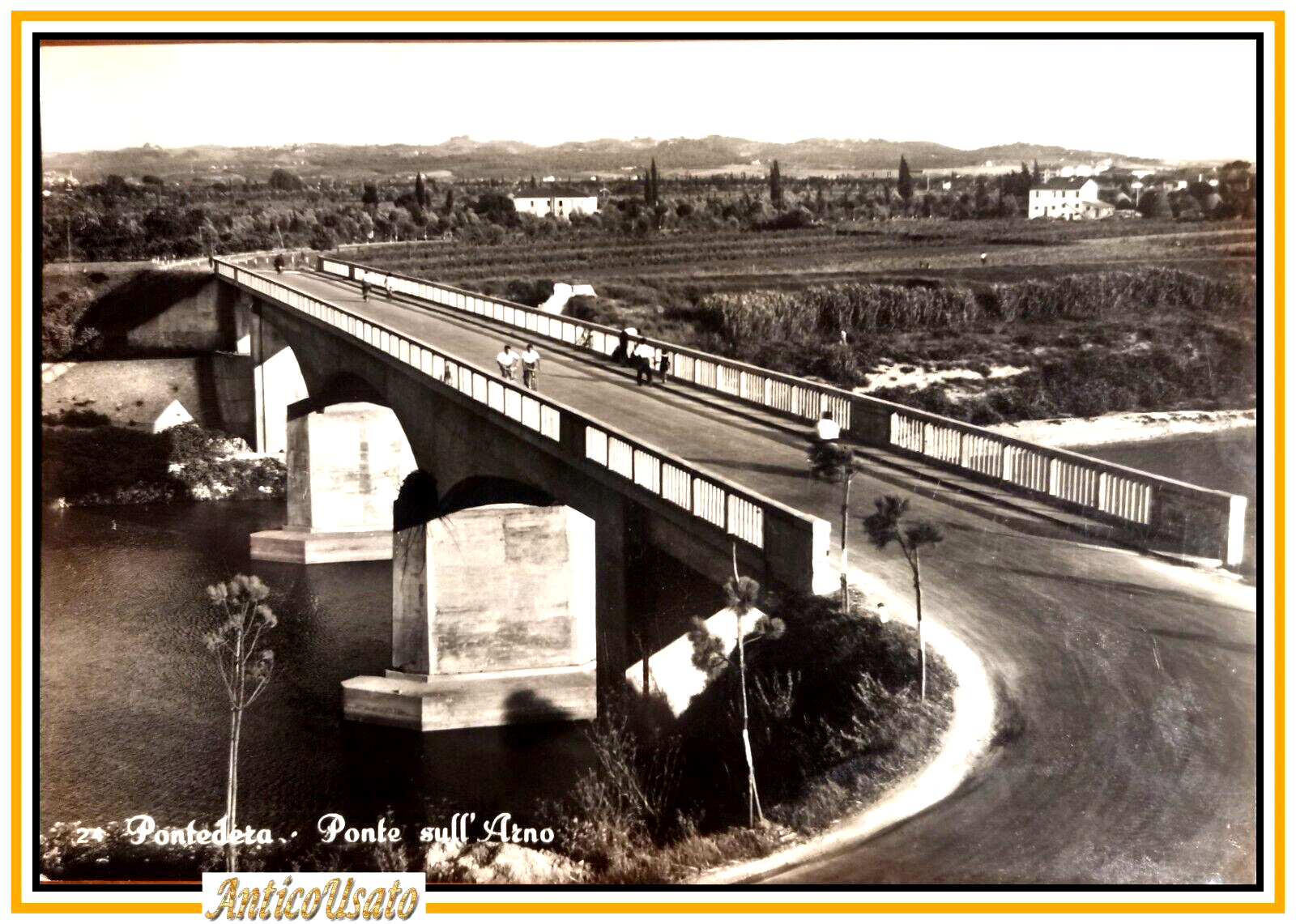 PONTEDERA Ponte sull'Arno Cartolina Vintage Viaggiata 1965 postcard carte postal