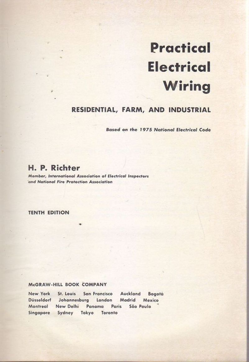 PRACTICAL ELECTRICAL WIRING residential farm and industrial Richter 1976 libro