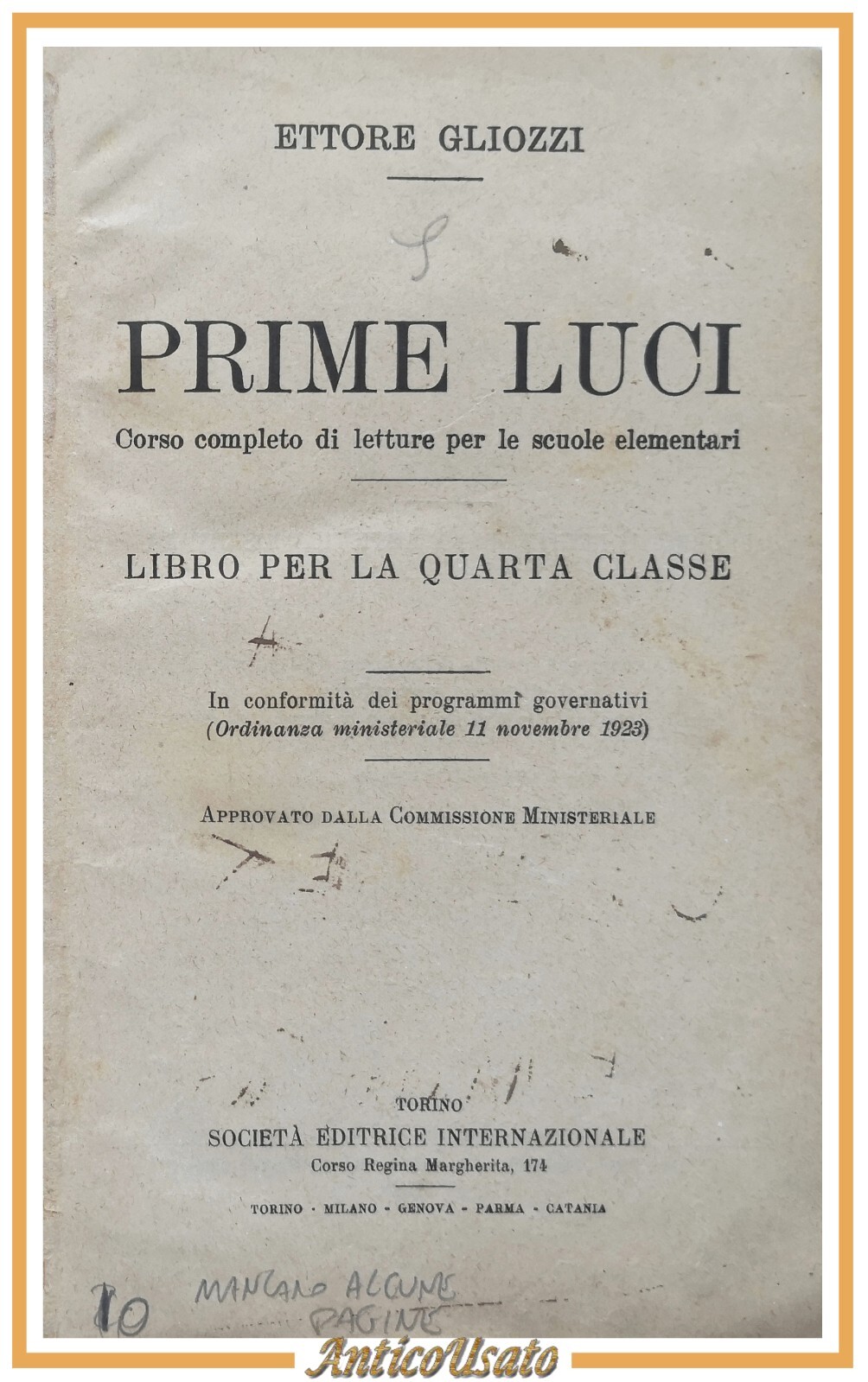 PRIME LUCI di Ettore Gliozzi libro per 4 classe 1924 …