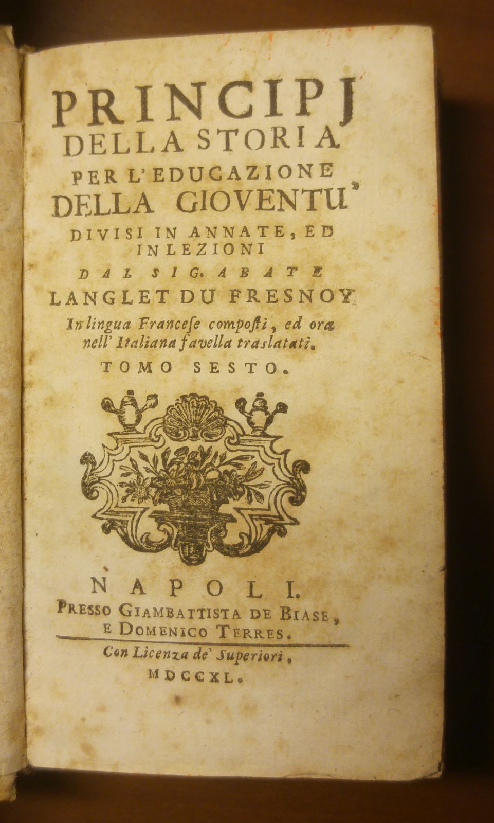 Principi della storia per educazione gioventù volume 6 di Langlet …
