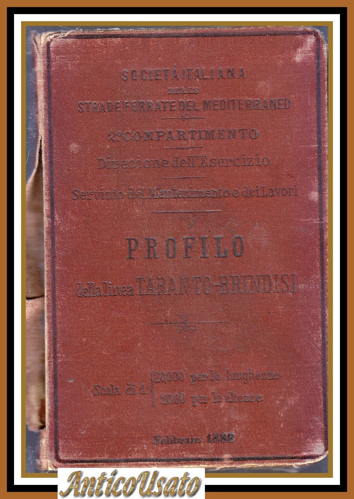 PROFILO DELLA LINEA TARANTO BRINDISI febbraio 1888 strade ferrate mediterraneo