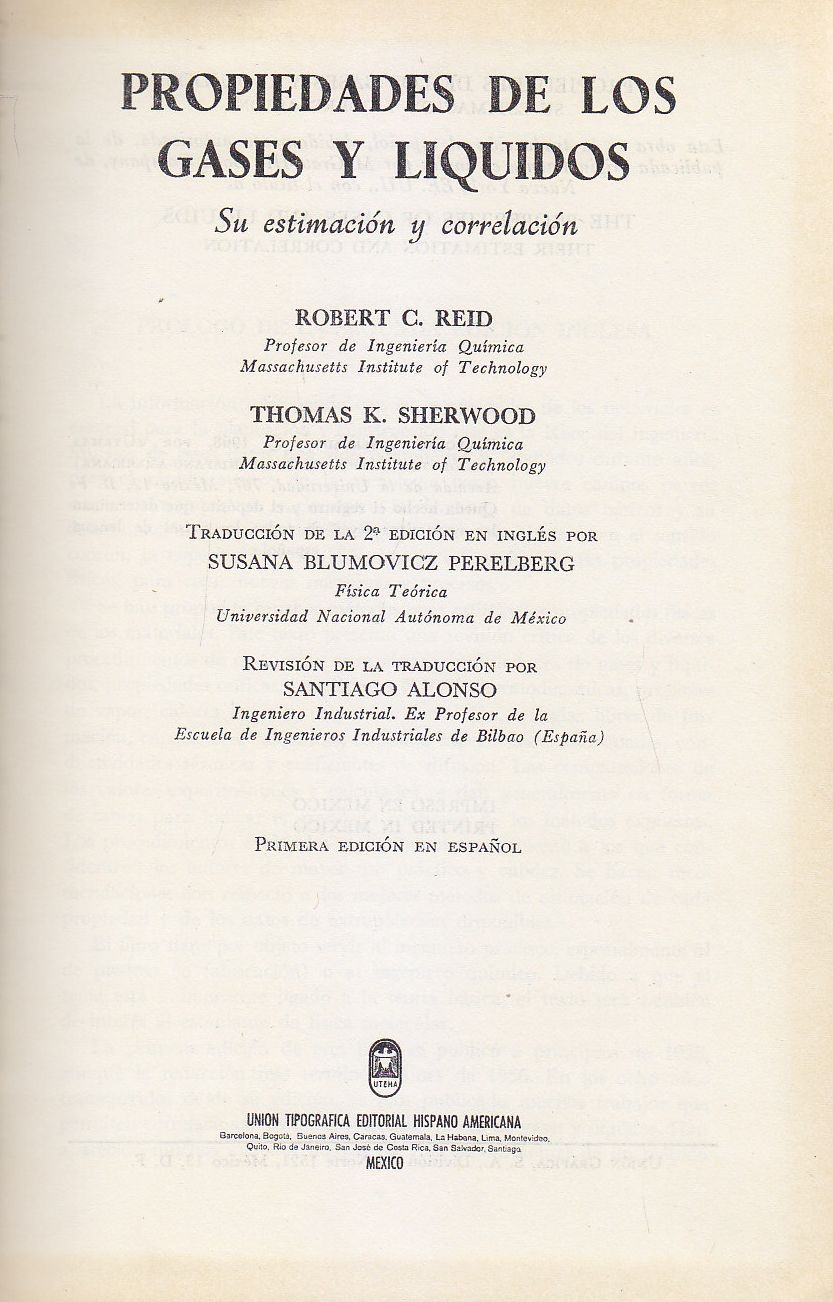 PROPIEDADES DE LOS GASES Y LIQUIDOS di Robert Reid e …
