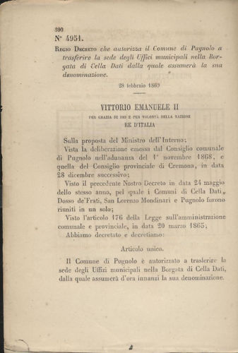 PUGNOLO - REGIO DECRETO 1869 - BORGATA DI CELLA DATI …