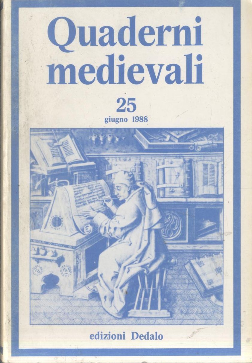 QUADERNI MEDIEVALI Numero 25 di giugno 1988 Edizioni Dedalo storia …