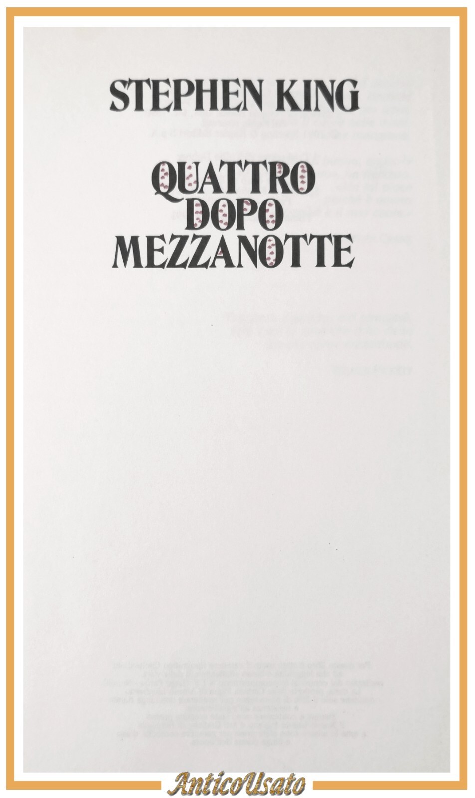 QUATTRO DOPO MEZZANOTTE di Stephen King 1991 Sperling and Kupfer …