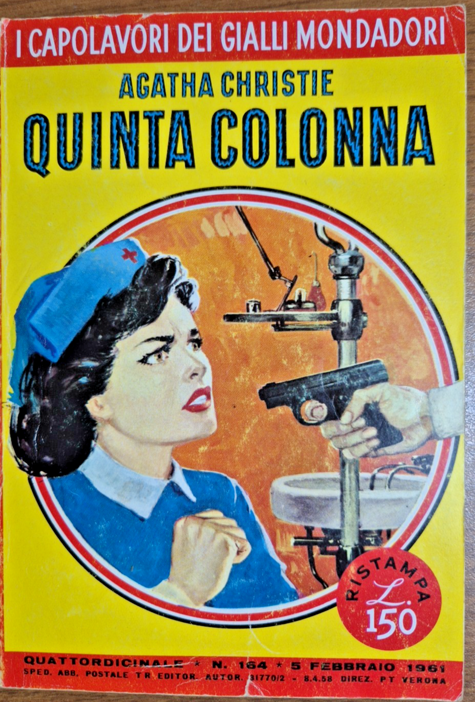 QUINTA COLONNA di Agatha Christie 1961 Mondadori Libro Giallo capolavori